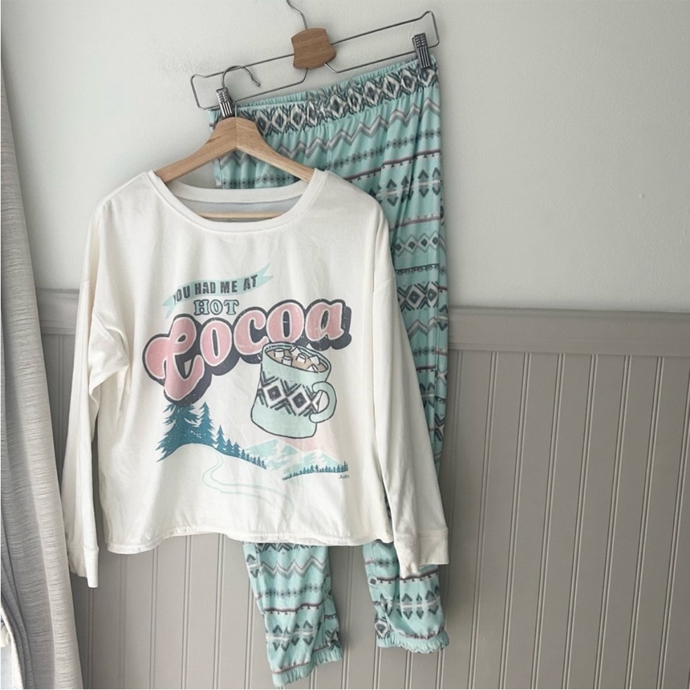 Cozy Warm Justice Kids Pajama Set Hot Cocoa Girls Size 14